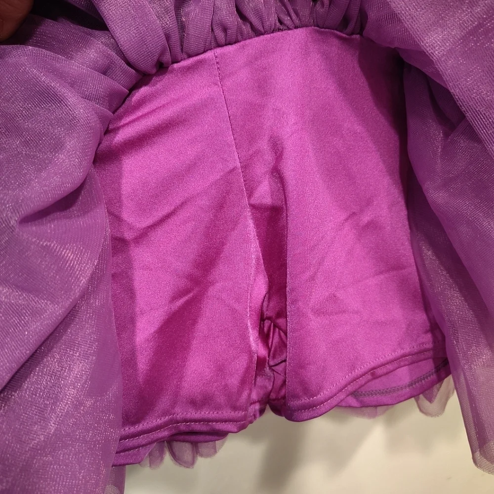 Weissman Girl's Purple Sequin Black Dotted Tutu Skirt Dance Costume Sz L Jazz